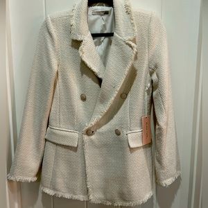 NWT Black Tape Frayed Hem Boucle Blazer